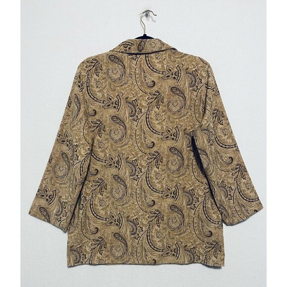 Pendleton Top Womens Medium Brown Paisley Print 3/4 Sleeve Shacket Boho 90s - Picture 4 of 7